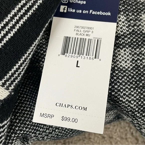 Chaps Sweater Jacket Women Large Black Plaid Asymmetrical Zip NWT T184 - Picture 8 of 12